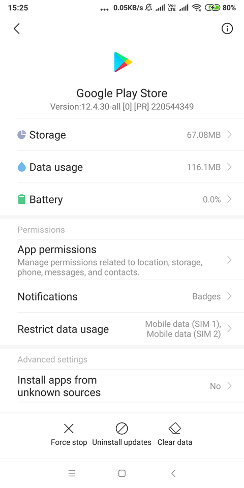 Playstore Clearing Force Stop And updates